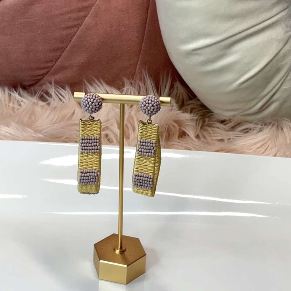 Seed Bead Thread Wrapped Teardrop Earrings - Picture 1 of 3